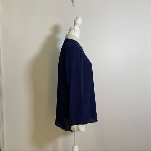 Navy blue Chiffon Summer Blouse from Korea - Picture 6 of 9